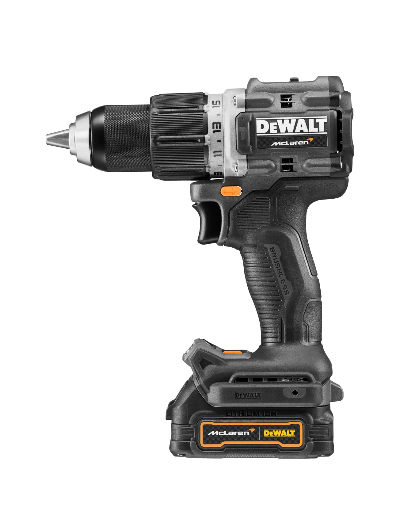 DEWALT® 18V XR® Brushless Hammer Drill Driver - DEWALT® x McLaren F1 Team LIMITED Edition - 2 X 1.7 Ah GFN POWERSTACK BATTERIES