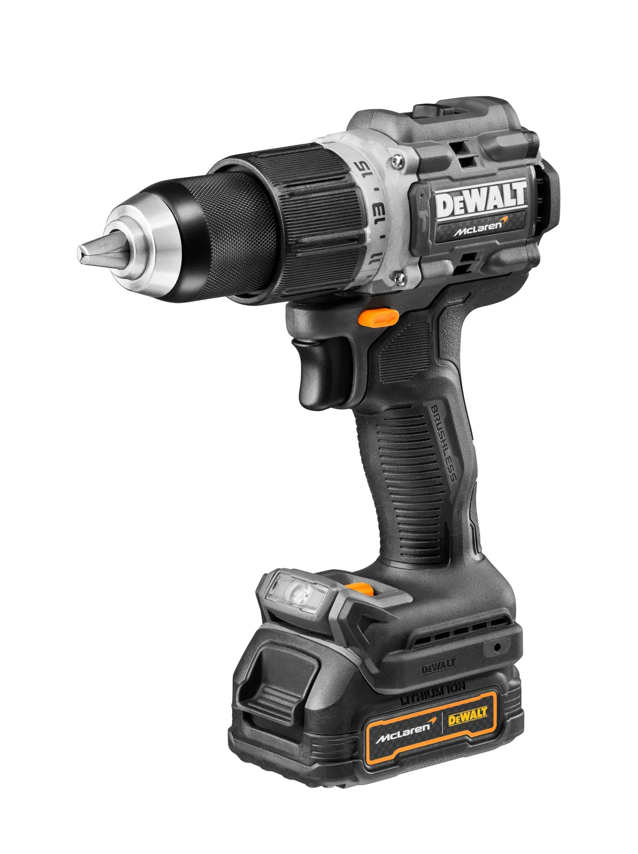 DEWALT® 18V XR® Brushless Hammer Drill Driver - DEWALT® x McLaren F1 Team LIMITED Edition - 2 X 1.7 Ah GFN POWERSTACK BATTERIES