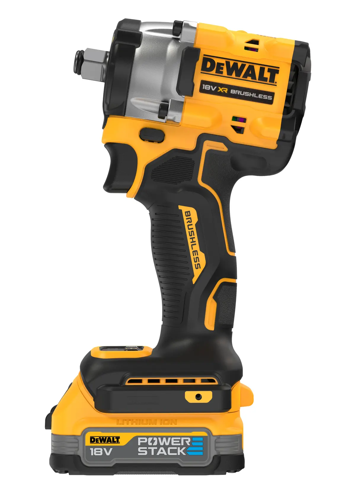 DEWALT® 18V XR® Brushless 1/2" Hog Ring Compact Impact Wrench - 2 X 1.7Ah POWERSTACK Battery