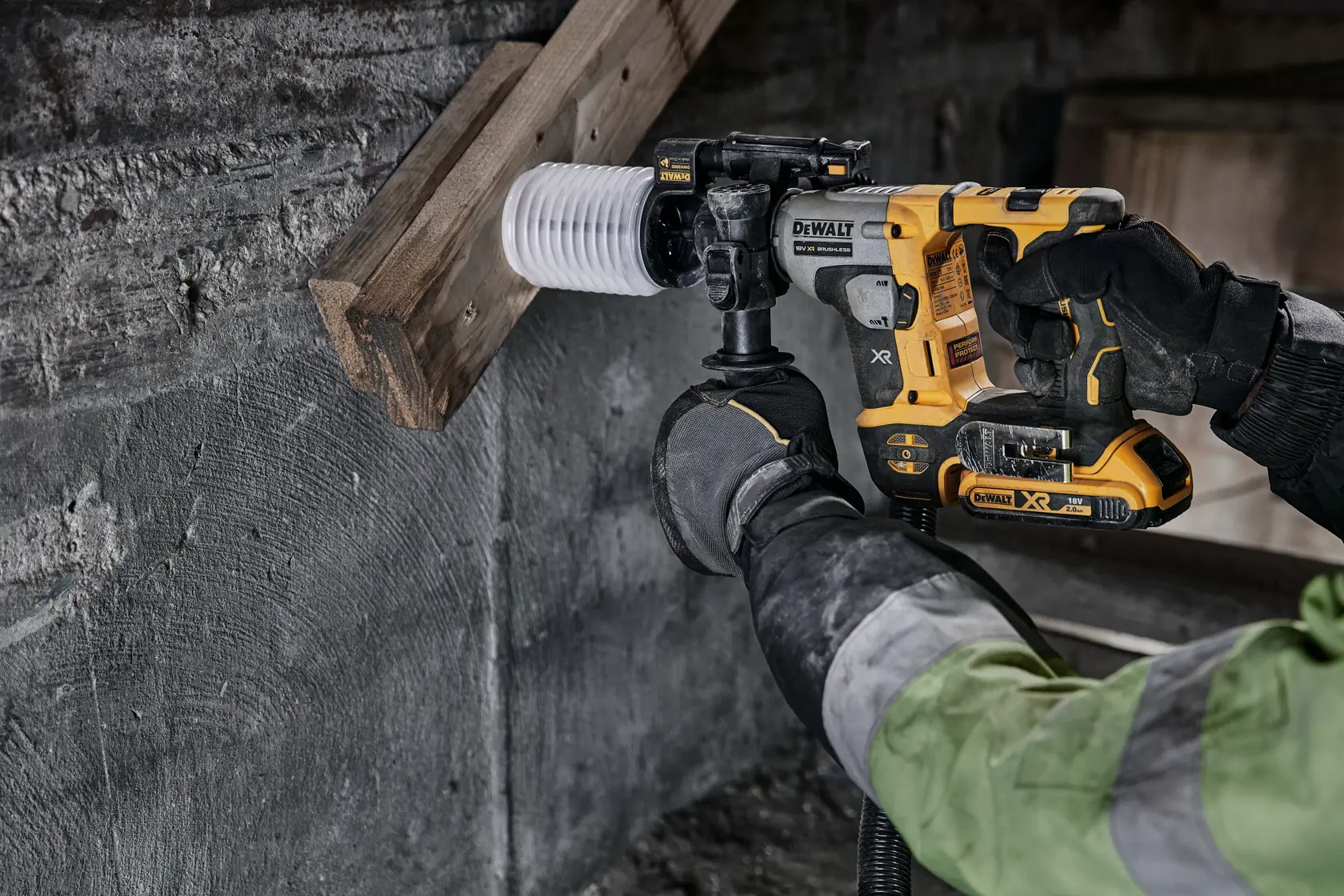 DEWALT® 18V XR® Brushless 16mm SDS Plus Hammer Drill - 2 x 2Ah