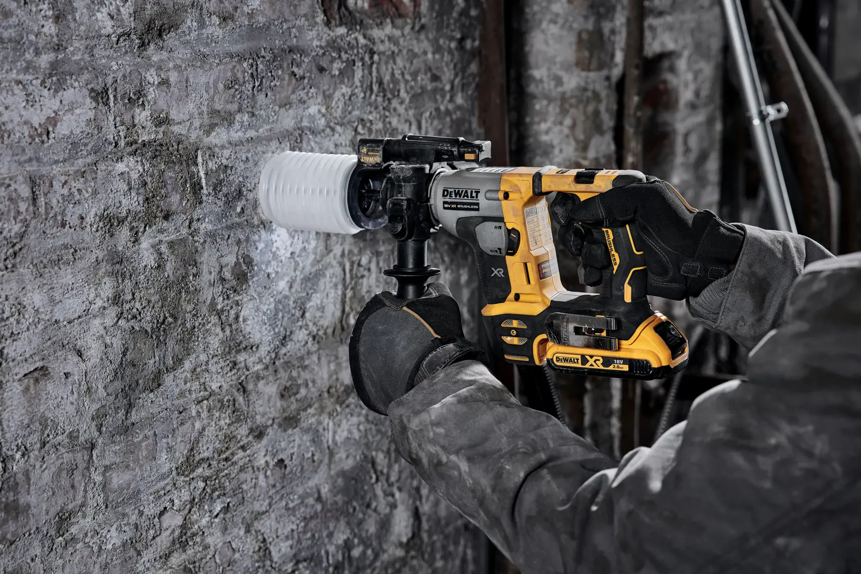 DEWALT® 18V XR® Brushless 16mm SDS Plus Hammer Drill - 2 x 2Ah