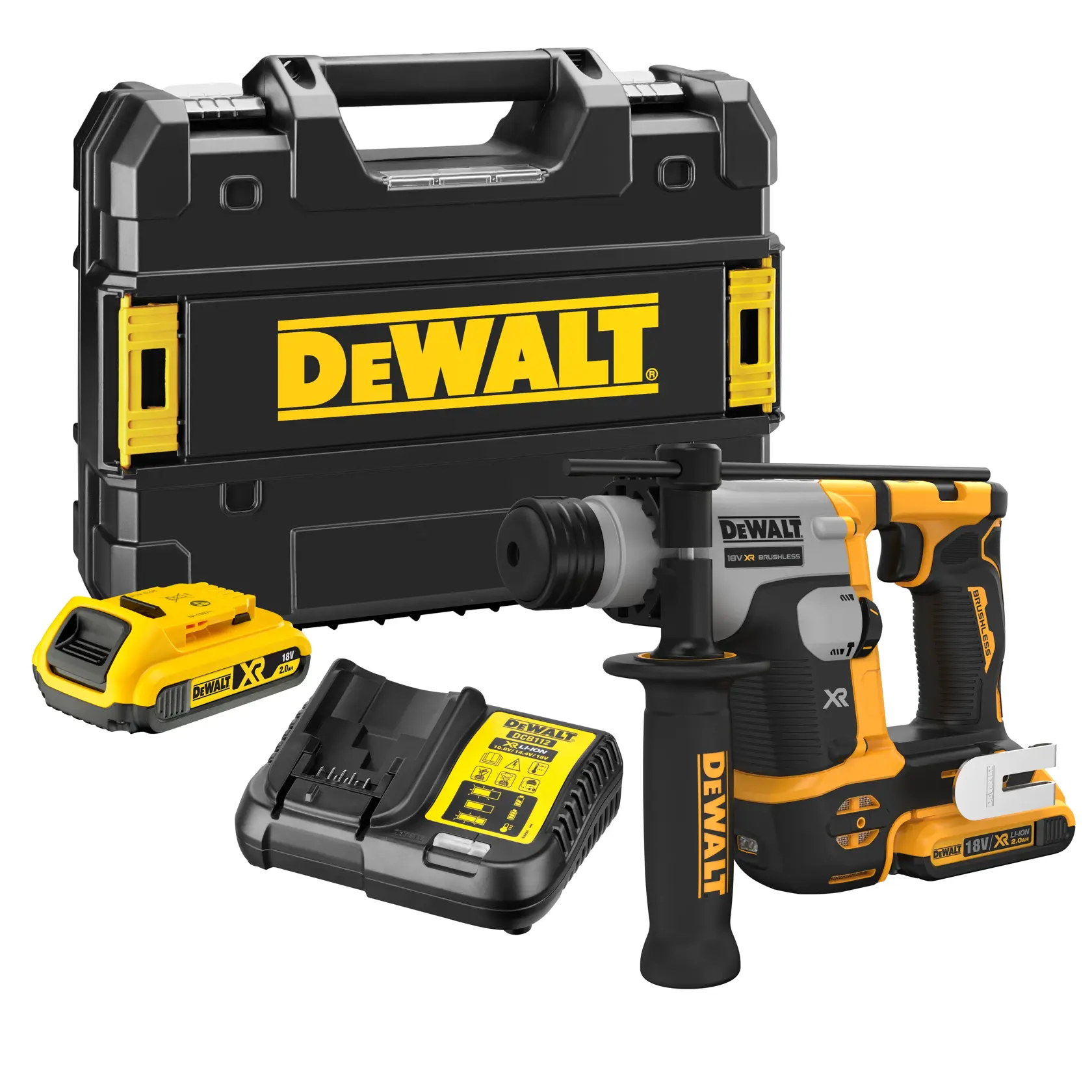 DEWALT® 18V XR® Brushless 16mm SDS Plus Hammer Drill - 2 x 2Ah