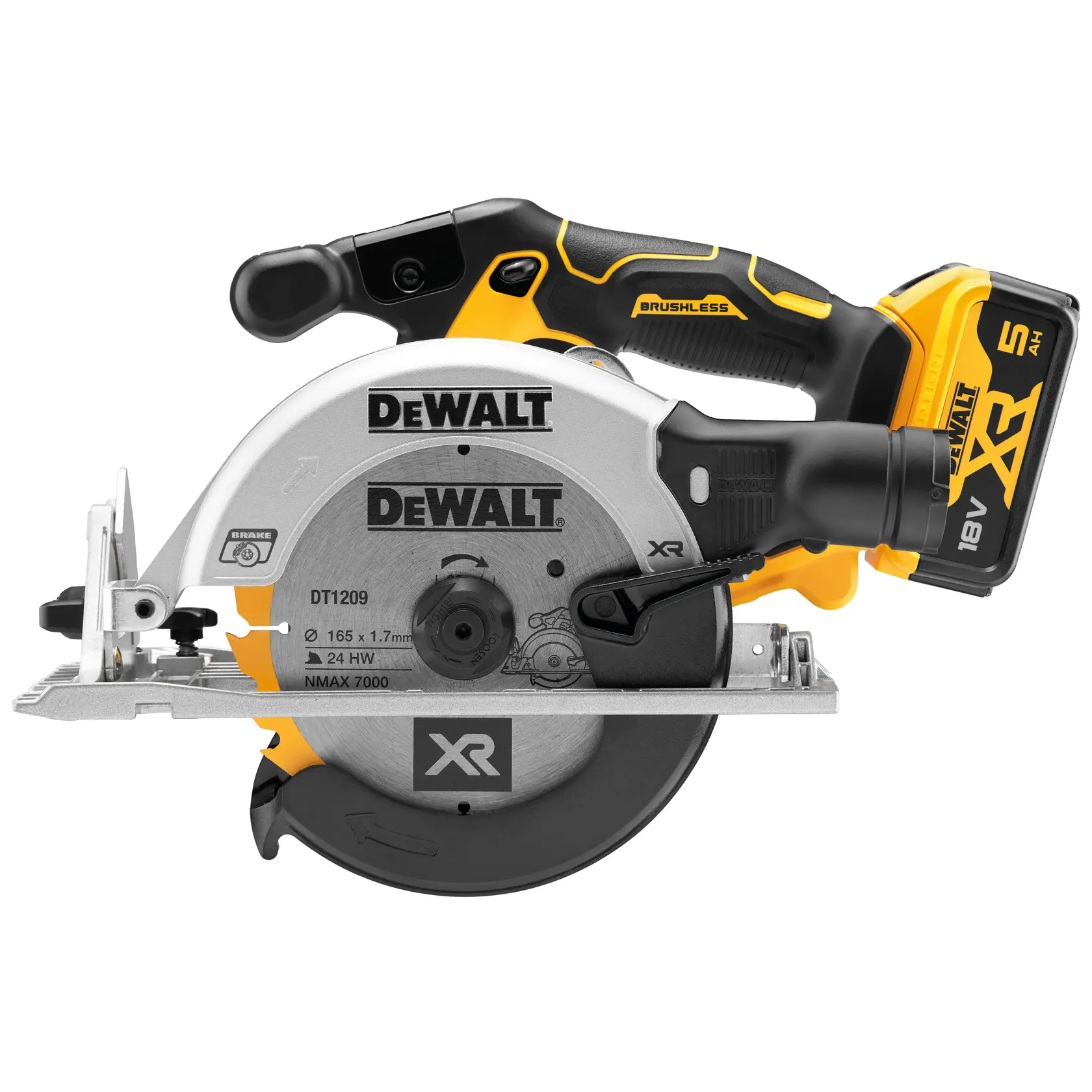 DEWALT® 18V XR® Brushless 165 mm Circular Saw - 2 x 5 Ah