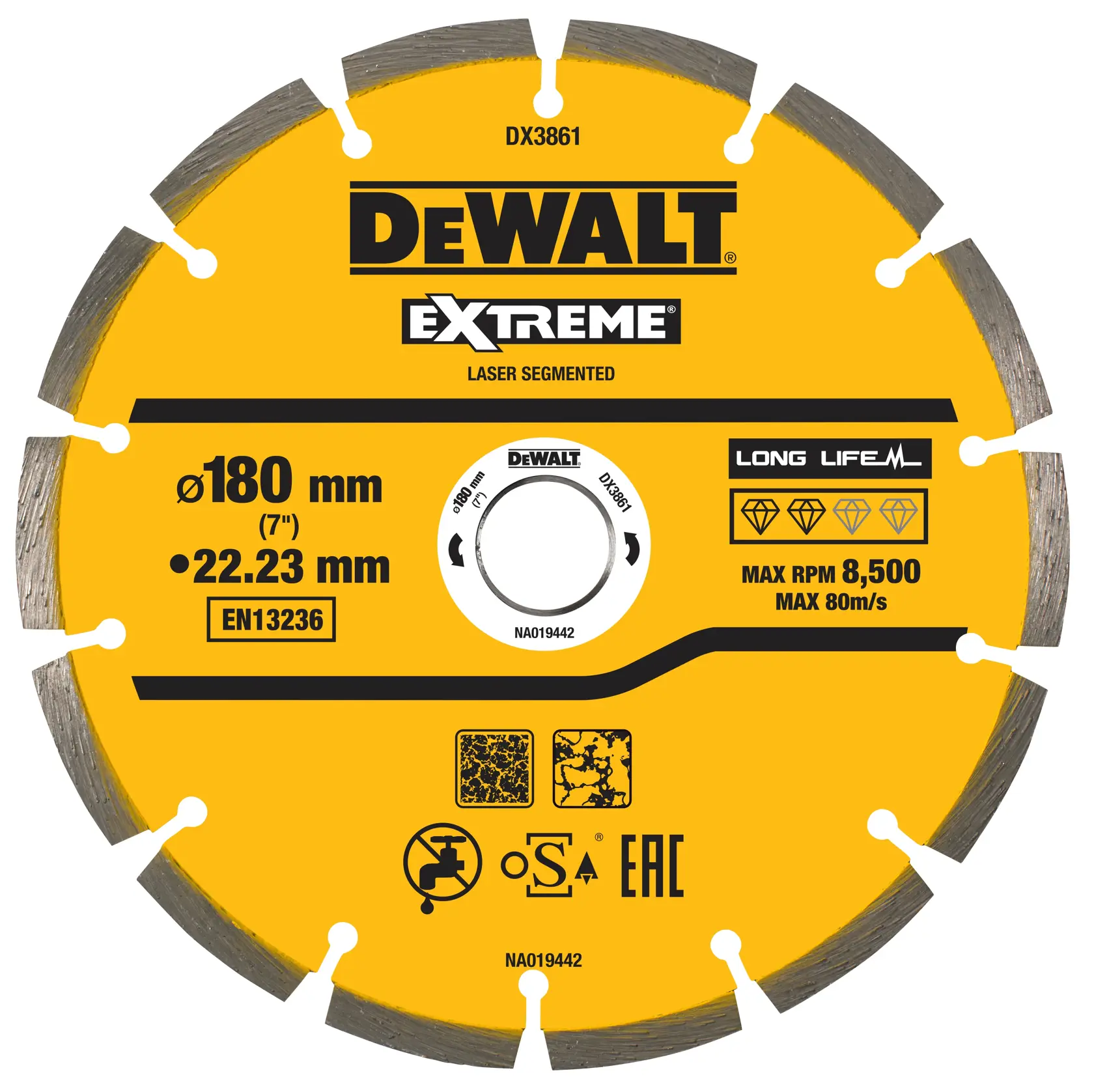 DEWALT® 180mm X 22.23mm Marble/Granite Diamond Wheel
