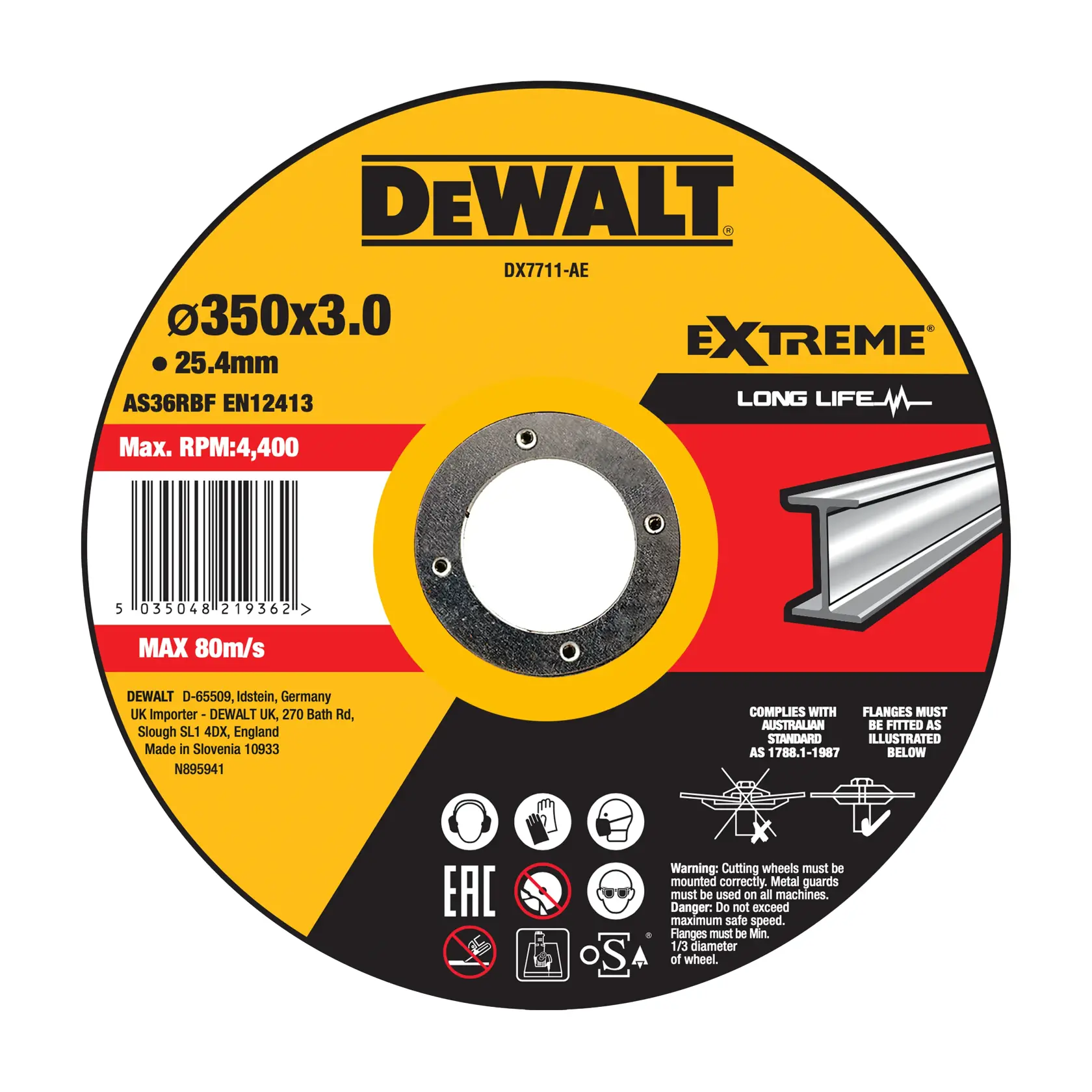 DEWALT® 350mm x 3mm x 25.4mm Type 41 Chop Saw Wheel Cutting